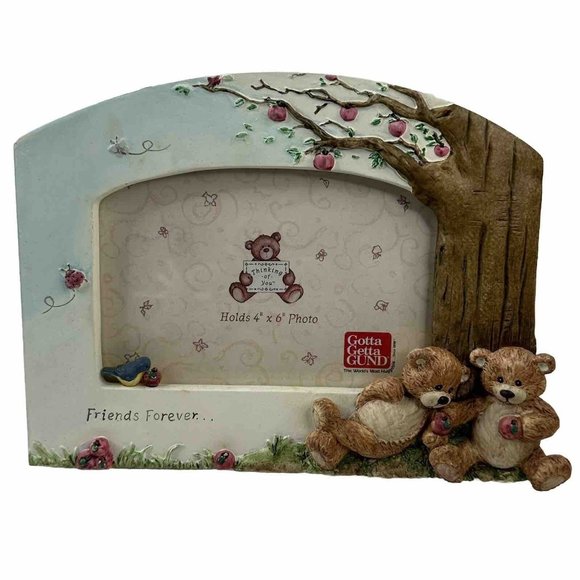 Gund Thinking Of You Friends Forever Picture Frame Bears Tree Apples Photo 4x6" - Picture 1 of 11